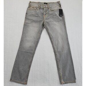 NEW True Religion Geno Big T Flap Jeans Men's 34x32 Grey Flap Relaxed Slim NWT